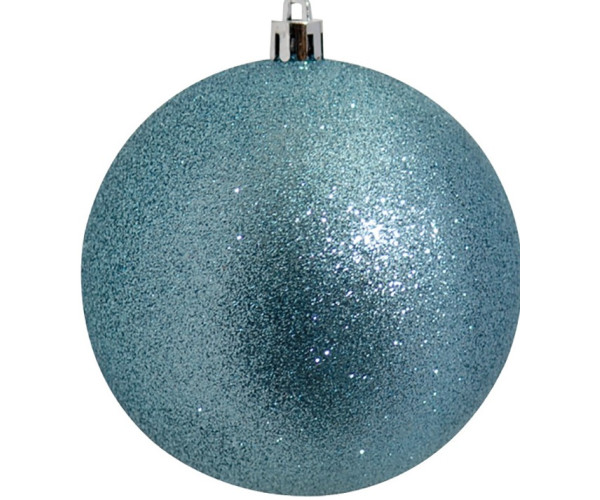 Μπλέ Πλαστική Χριστουγεννιάτικη Μπάλα Με Γκλίτερ 10cm (Σετ 4 τμχ))